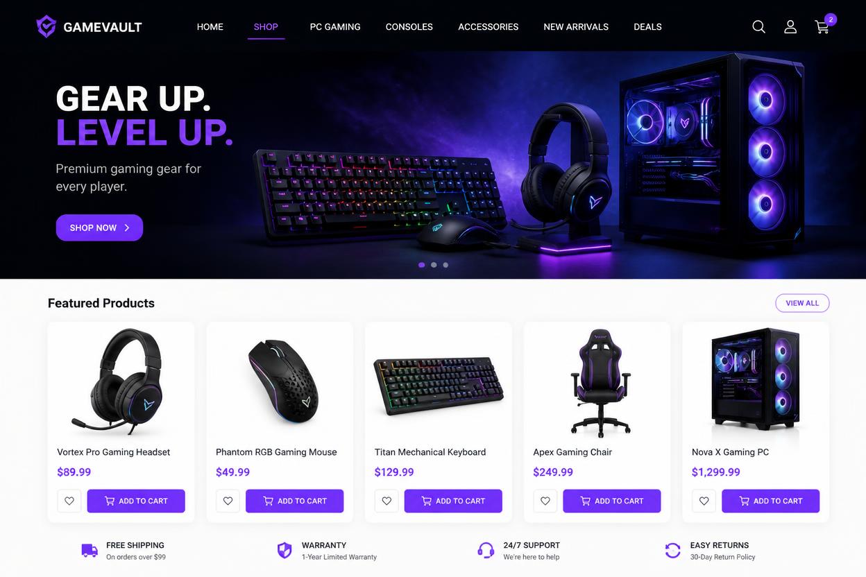 GameVault — Shopify store we designed and built